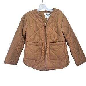 OshKosh B Gosh Girls Quilted Jacket Size‎ 6/6X Lightweight Brown Coat Kidcore